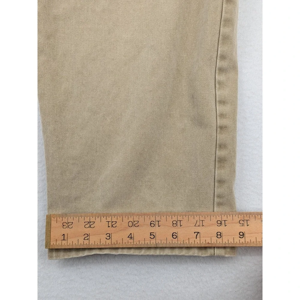 Vintage L.L. Bean Double L Chinos Mens 36x30 Khaki Pleated Relaxed Fit Pants